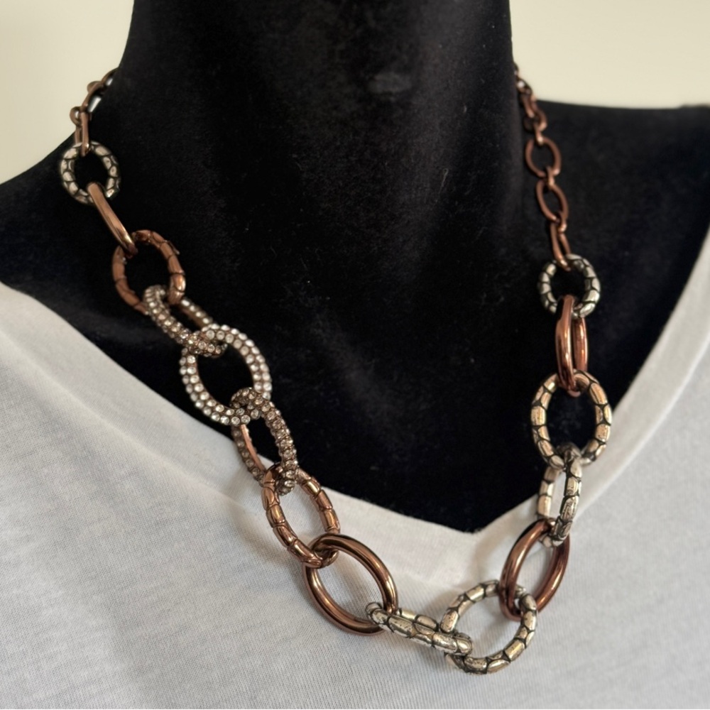 Signed Brighton Pebble Pave Chocolate Crystal Necklace